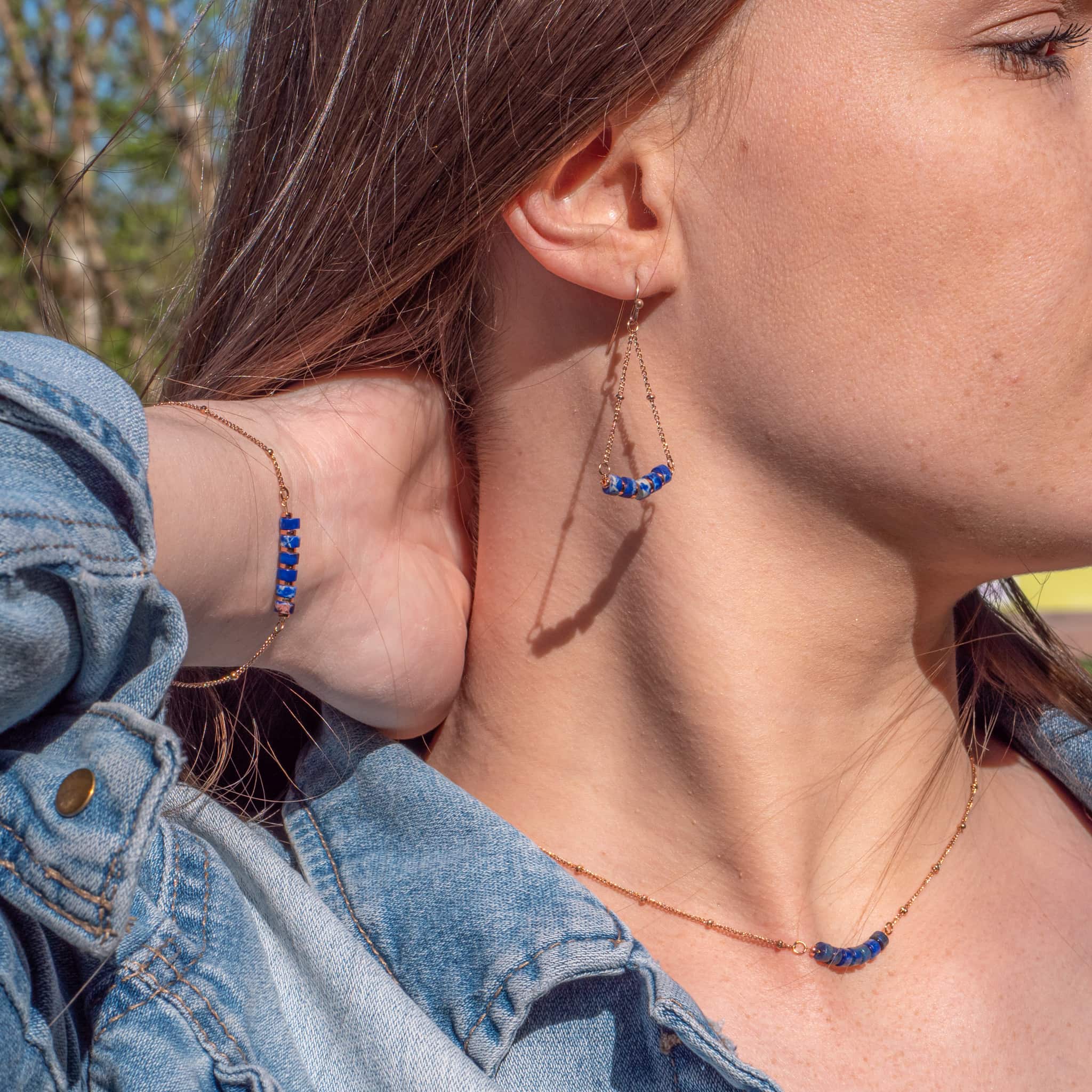 Boucles d'oreilles PIANA en pierres Lapis-lazuli - SLOYA